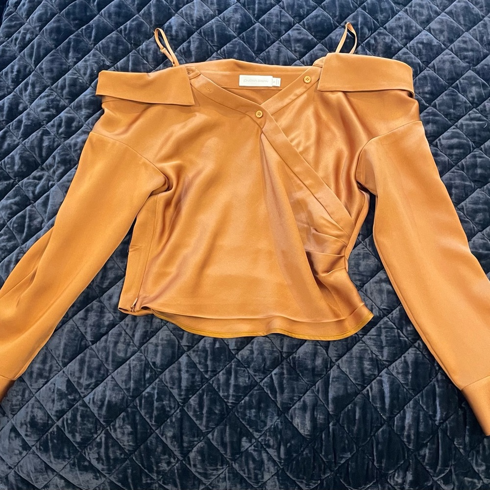 Jonathan Simkhai new, never worn satin off the shoulder top